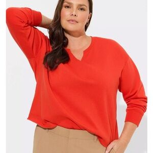 Torrid - Relaxed Fit Cozy Red Fleece Notch Neck Boxy Crop Sweatshirt - 3X
